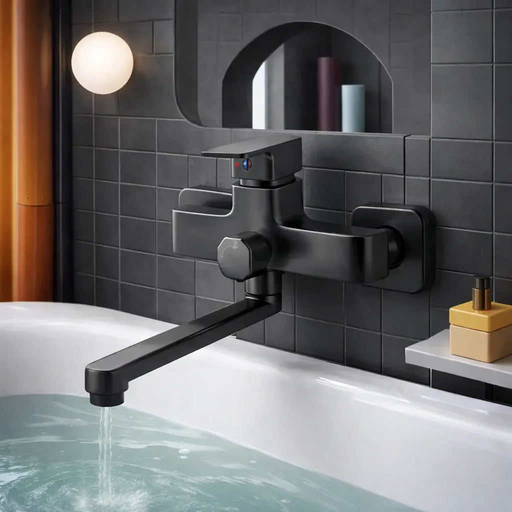 Змішувач для ванни Globus Lux Milano GLM-0208N-11-Graphite- EURO латунь L350мм.Графіт Блиск.